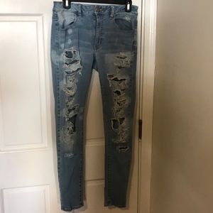 Ripped Washed Skinny Jeans